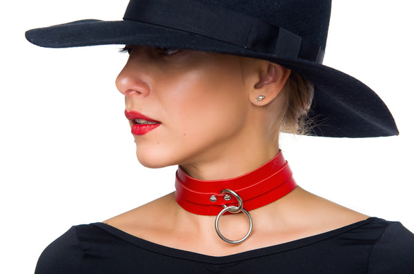 Wide O Ring Choker, Leather Necklace