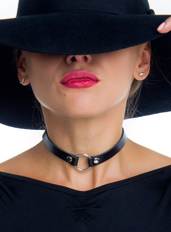 Thin Leather Choker Necklace