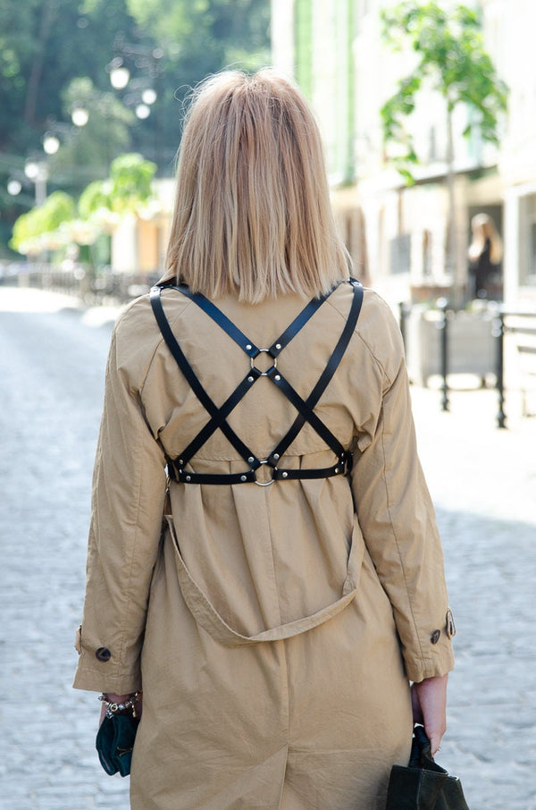 Leather Woman Harness Star, 2-sided harness