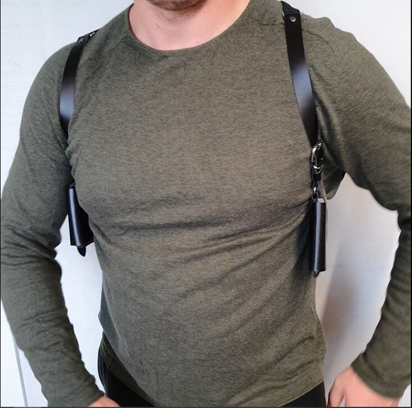 Leather Harness for Men with 2 pockets and wallet